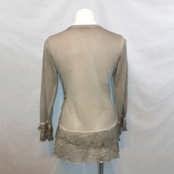 Simply Couture Boho Ruffled Lace Accent Long Sleeve Tunic Top Small Romantic - Picture 5 of 8